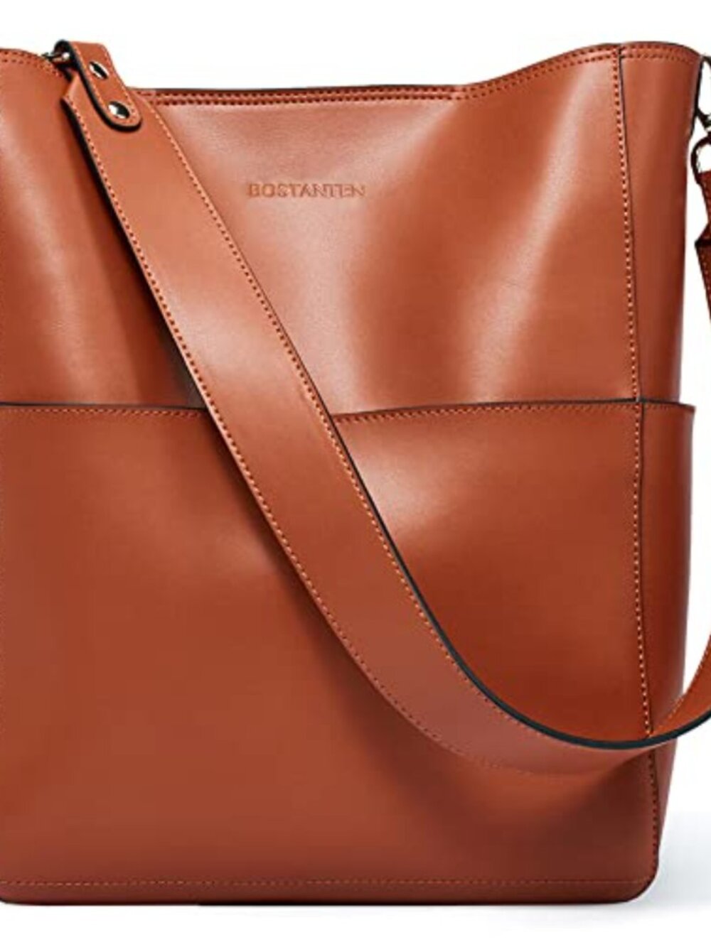 Top Layer Cowhide Leather Bucket Bag Tote Shoulder Handbag Designer Purse